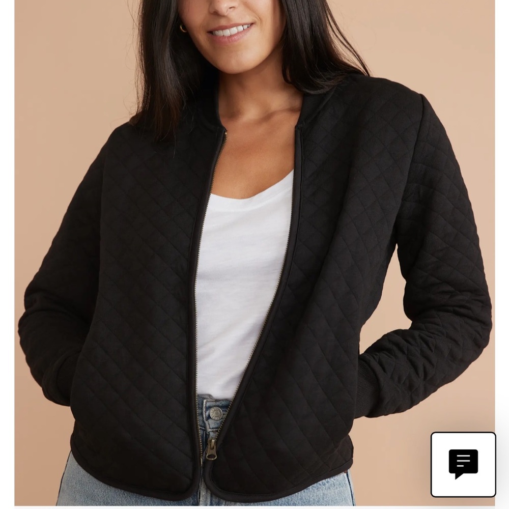 New Marine Layer Corbet Black Quilted Bomber Jacket